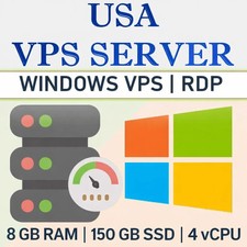 USA Windows VPS Server / RDP Server / Windows VPS Hosting - 8GB RAM  150GB SSD