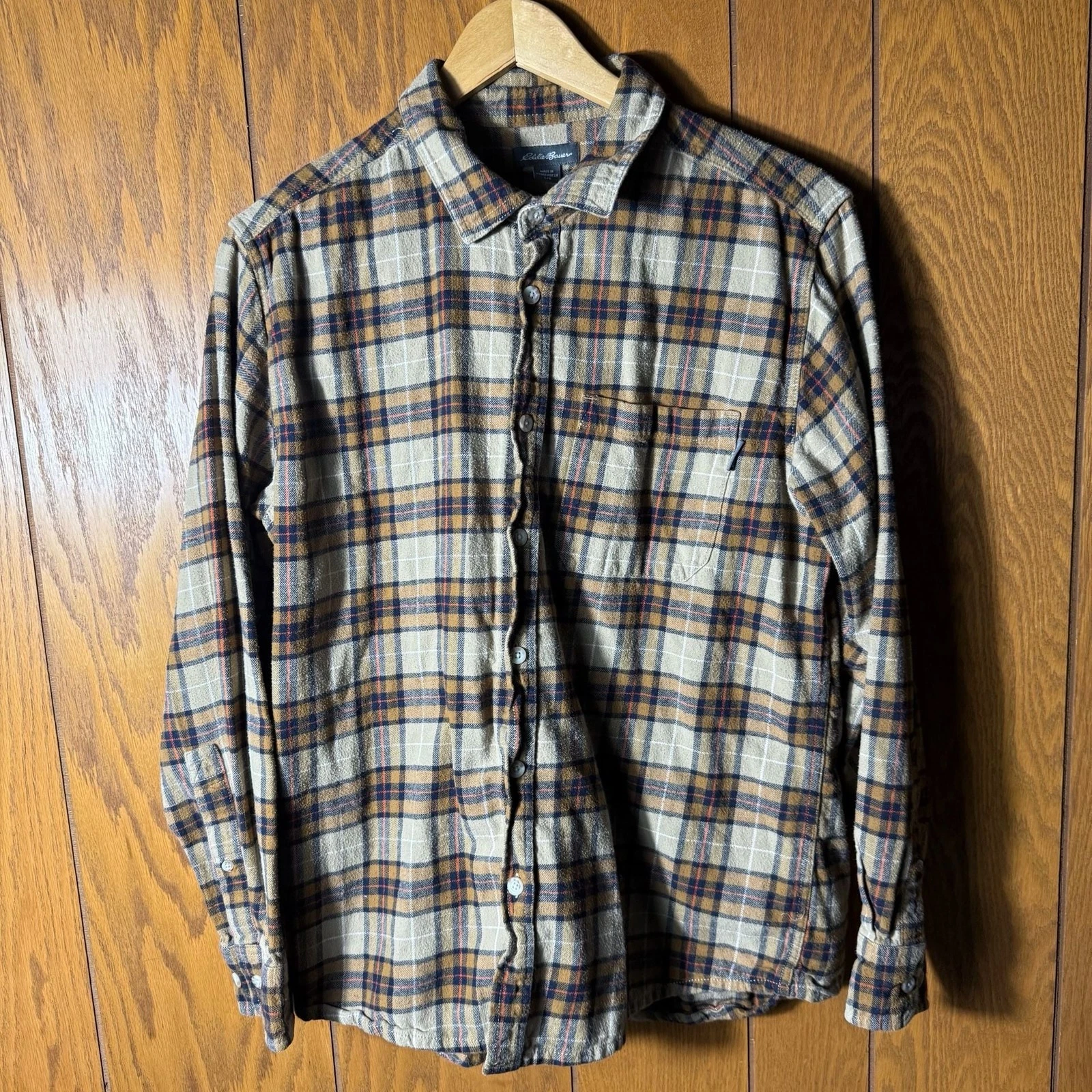Eddie Bauer Men's Plaid Flannel Long Sleeve Button Down Shirt Size Large