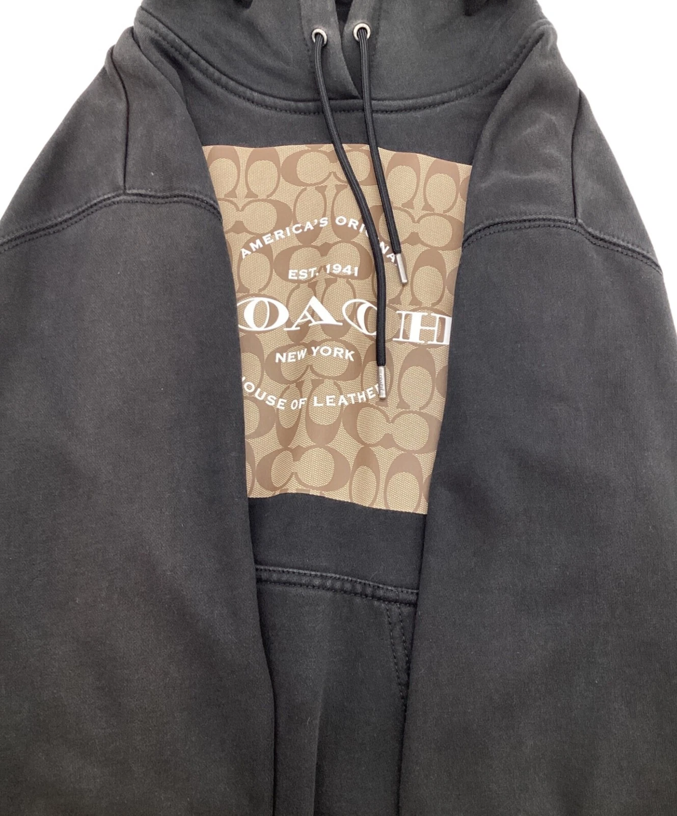 COACH Signature Pullover Felpa con Cappuccio Taglia:S Nero Uomo C8774