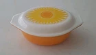 Vintage Pyrex Orange Daisy/sunflower Oval Casserole Dish & Lid  #043 (B2-B11)