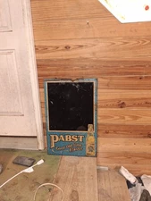 Vintage Tin Pabst Blue Ribbon Chalkboard Beer Sign 26" X 17"