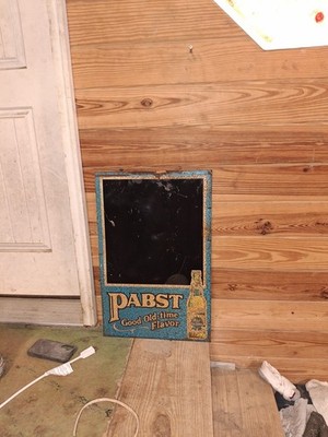 Vintage Tin Pabst Blue Ribbon Chalkboard Beer Sign 26'' X 17''