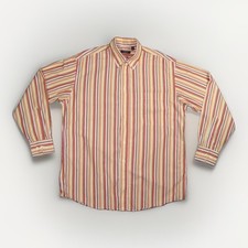 Burberry London Shirt Mens Medium Long Sleeve Button Down Orange Stripe USA Made