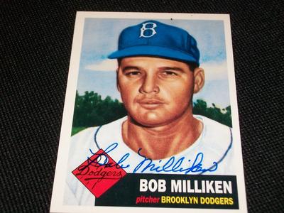 Bob Milliken Auto Signed 1995 1953 Brooklyn Dodgers Archives Card #52  N