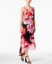 Nine West High-Low Maxi Dress Black Pink Red $89