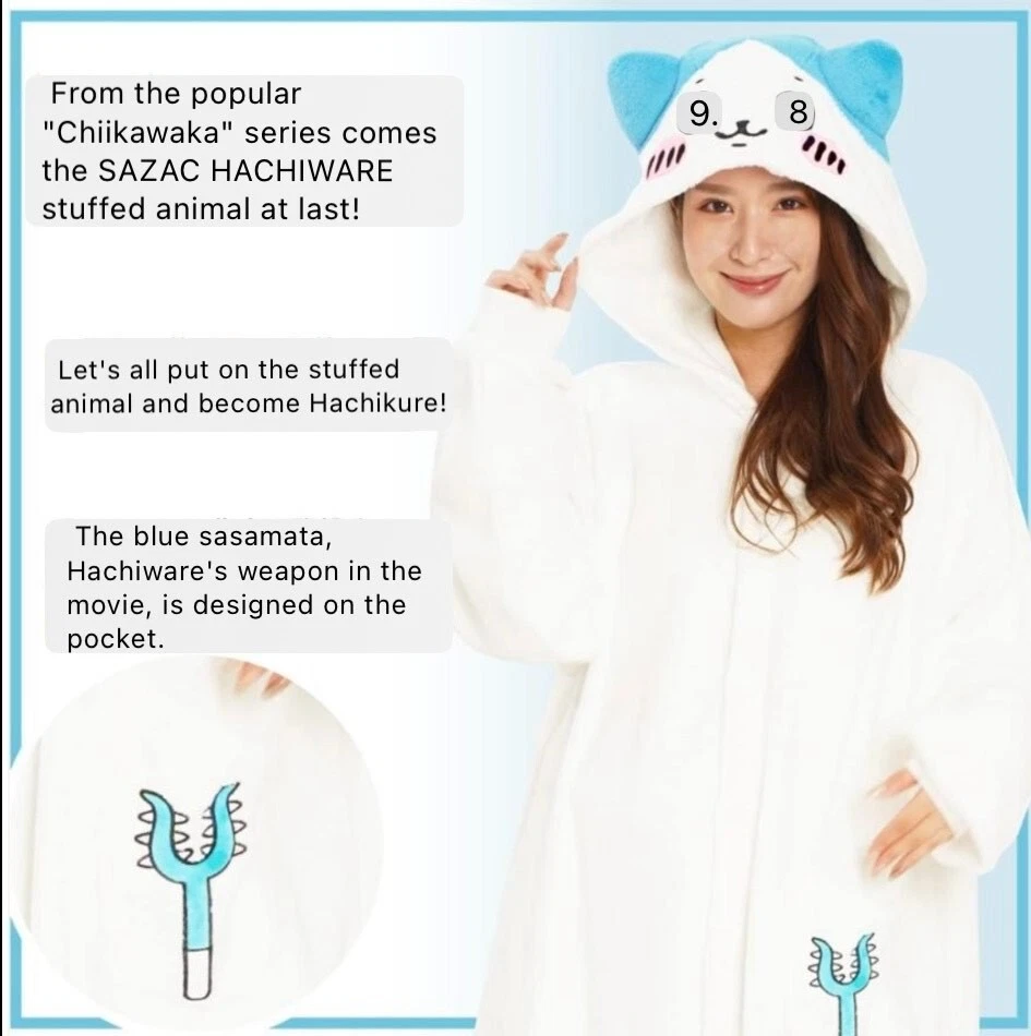 SAZAC Chiikawaka Hachiware Fleece Adult Free Size Cosplay Party Costume - Imagem 3 de 4