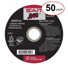 Sait 23101 4-1/2" x .045" x 7/8" A60S Metal Cut-Off Wheel (50Pack)