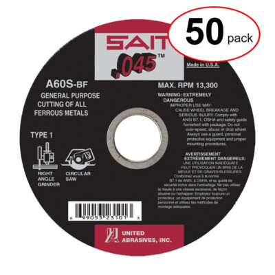Sait 23101 4-1/2'' x .045'' x 7/8'' A60S Metal Cut-Off Wheel (50Pack)