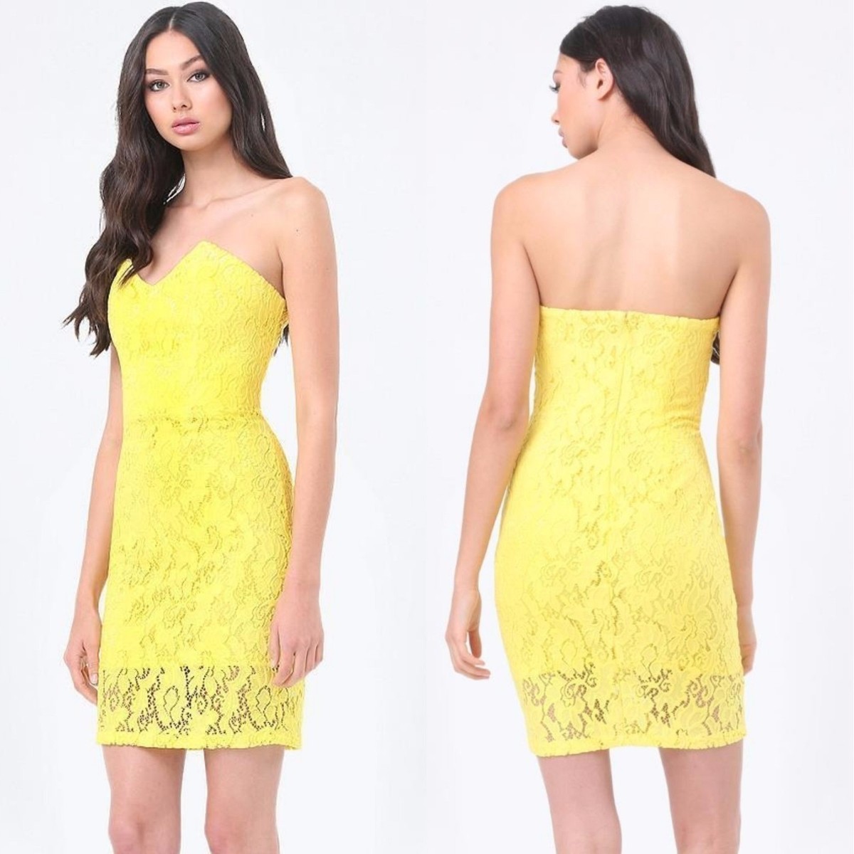 BEBE YELLOW BETTY LACE STRAPLESS MIDI DRESS NWT NEW XXSMALL XXS 00