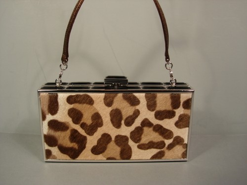 Judith Leiber Estampado de Leopardo Este Oeste Rectangular Bolso de Noche Nuevo $3195 - Imagen 7 de 11