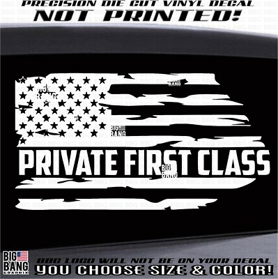 Private First Class USA FLAG Vinyl Decal Sticker Military Service Rank ...
