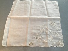 old 1960s MADEIRA Hand Embroidery Wedding Handkerchief mono A new with TAG