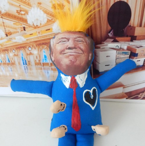 Trump, Authentic Original Handmade Voodoo Doll with 3 hand sculpted Skull Pins - Picture 2 of 7