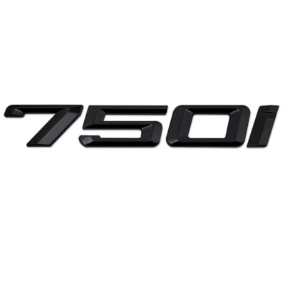 Glanz Schwarz 750i Heck Kofferraum Flach Auto Abzeichen Emblem Buchstabe Nummer für BMW