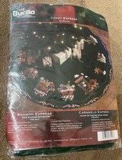 VINTAGE BUCILLA KIT TREE SKIRT CANDY EXPRESS 86158 43" 2009 CHRISTMAS NEW