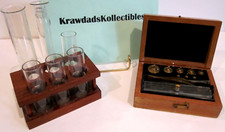 VTG LAB ITEMS FISHER SCIENTIFIC CO. CALIBRATION WEIGHT SET & GLASS TEST TUBE SET