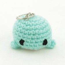 Handmade Crochet Small Stuffed Fish Animal Plush Blue Whale Keychain
