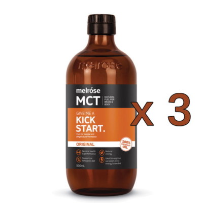 3 x Melrose MCT Oil 500ml Original Natural Fuel For Brain & Body Performance