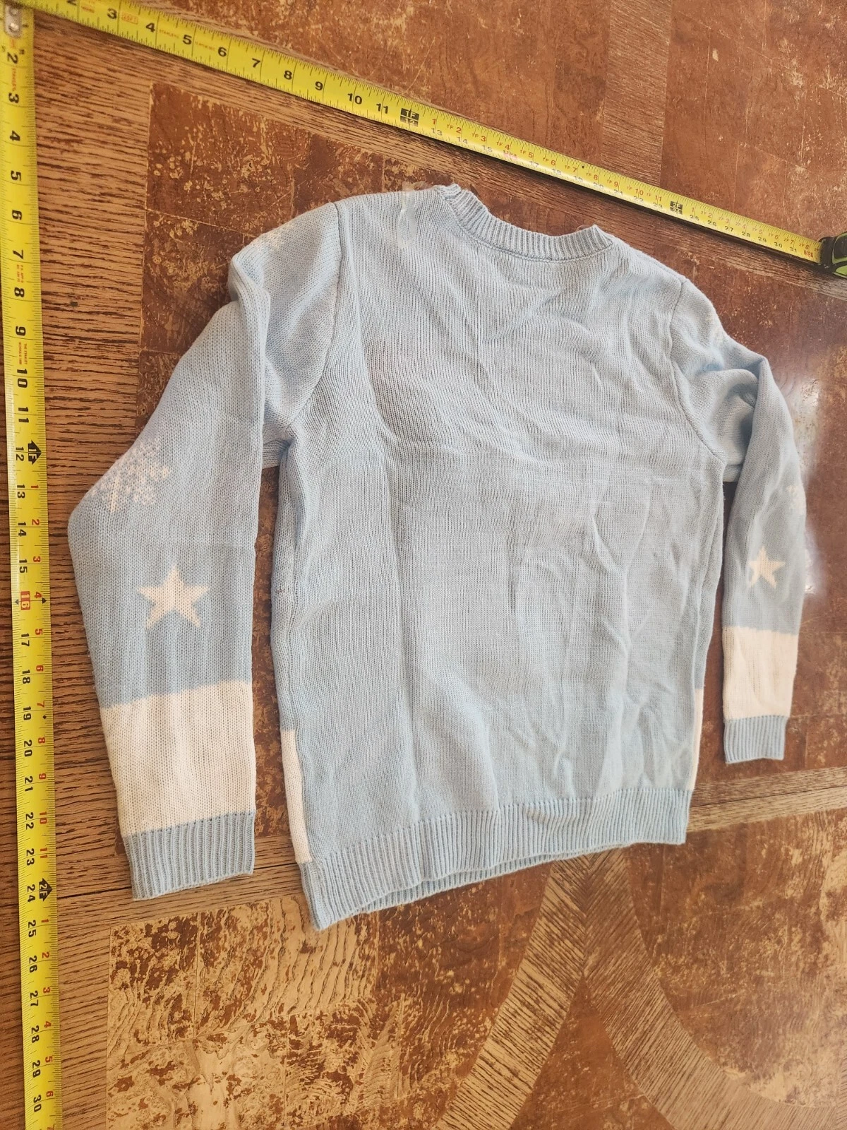 NO BOUNDARIES Ugly Christmas Sweater - Light Blue Santa Size Large #S63