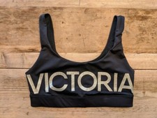 Victoria's Secret Sport Black Glitter Logo SMALL Logo Scoop Wireless Sport Bra