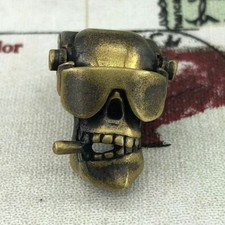 DIY Cigar Skull Pendant Retro Brass Copper Paracord Knife Beads Lanyard Pendants