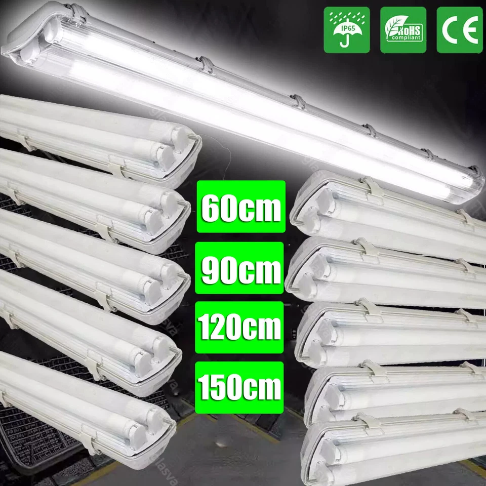 Lámpara LED para habitación húmeda lámpara de bañera lámpara T8 60/120/150 cm incl. lámpara tubular - Imagen 2 de 4