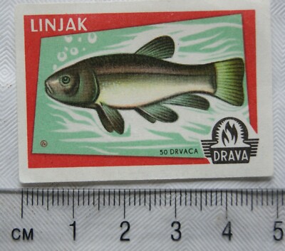 Vintage Matchbox Label - Drau - Fisch - Linjak