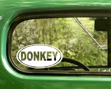2 DONKEY DECALs Oval Stickers For Car Window Truck Bumper Laptop RV