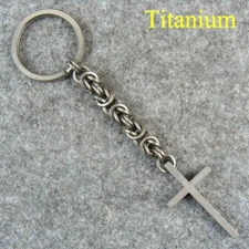 Handmade Titanium Key Chain Holder Cross keychains Keyrings Pendant, Length - 5"