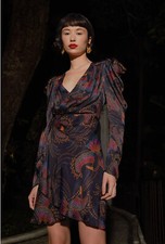 Farm Rio Women’s Sequin Toucans Long Sleeve Wrap Mini Dress size S NWT $235