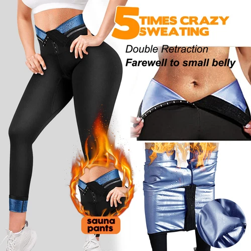 Damen Thermo Sauna Leggings Bauchweg Schwitzhose Abnehmen Laufhosen Sporthosen - Bild 8 von 35