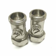 2 X 15MM x 1/2" Flat Faced Male Isolating Valve Chrome For Flexi Tap Connectors