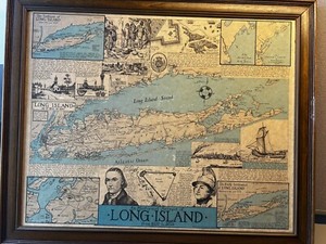 RARE VINTAGE   Ronald Toelke - Rare Map, Long Island, New York,  Vintage Print