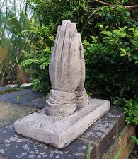 STONE GARDEN PRAYING HANDS FIGURE MEMORIAL STATUE ORNAMENT