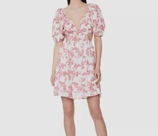 119 Bardot Women's Red Floral Eden Cutout A-Line Mini Dress Size US 4