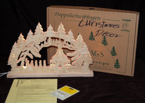 Wooden Candle Arch ERZGEBIRGE RATAGS Holzdesign Lighted Christmas Scene Germany - Picture 2 of 5