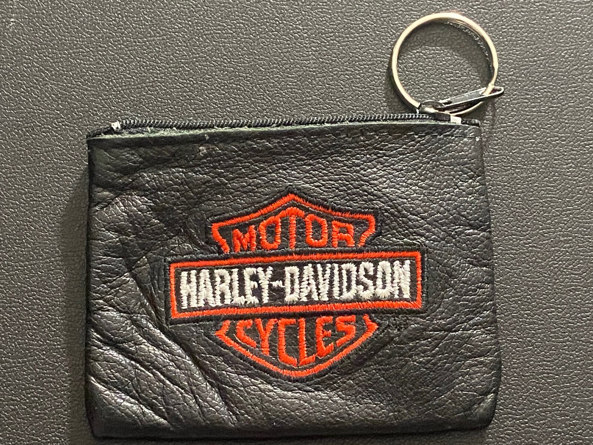Harley Davidson ブラックレザーコインケース 本革レザー財布 小銭入れ コインケース☆ハーレーダビッドソン