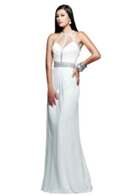 Faviana Ivory Backless Halter Long Evening Prom Dress - size 2 new with tags