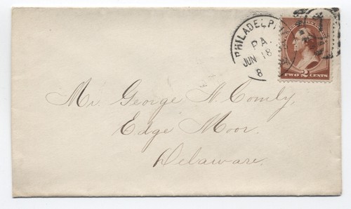 1885 Edgemoor DE backstamp cover fancy shield cancel [S.3133] - Afbeelding 2 van 3