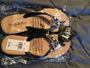 white line flip flops