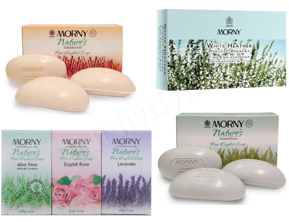 MORNY English Rose Sandalwood Lavender French Fern Bar Soap Aloe Vera
