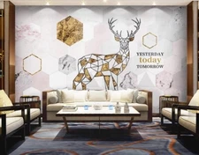 3D Graphic Art Deer G14924 Wallpaper Wall Murals Removable Self-adhesive Honey