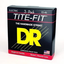 DR Guitar Strings Electric Tite-Fit 3 Sets 10-46 Medium Handmade USA