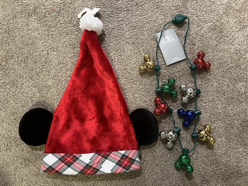 Disney Christmas Plaid Red Mickey Ears 