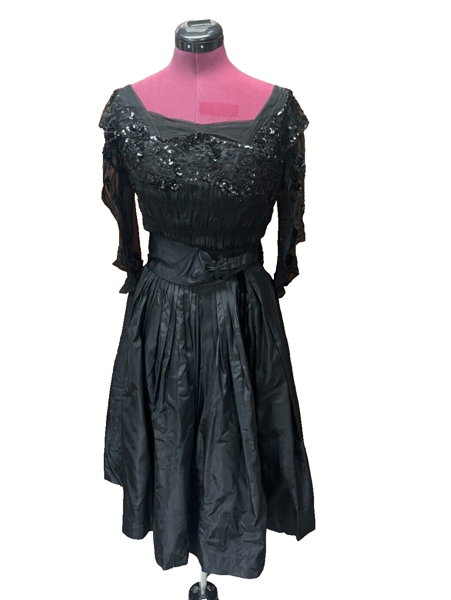 Original 1900s Victorian Two Piece Beaded/Satin Black Dress Original 1900s Victorian Two Piece Beaded/Satin Black Dress