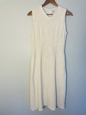 Zara Textured Cotton Raw Hem Sleeveless Cream MIDI Dress. Size S/M.