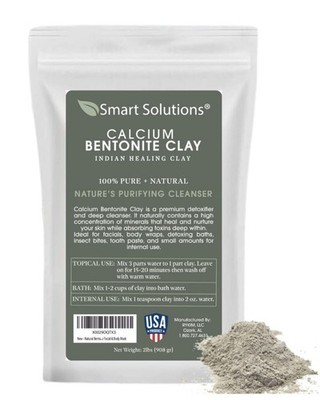 SMART SOLUTIONS Calcium Bentonite Clay, 2 lb Pure Indian Healing Clay - All N...