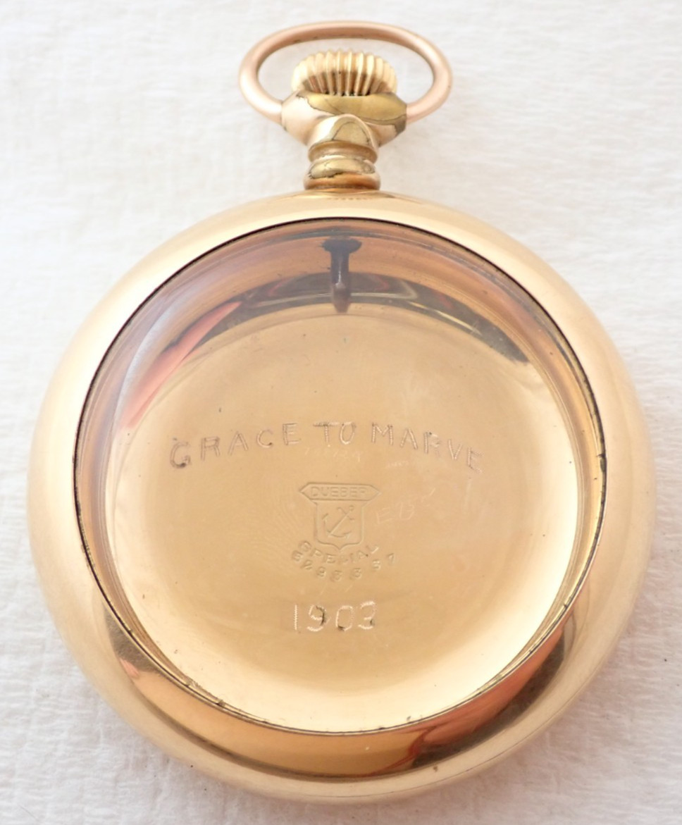 GOLD FILLED WATCH FACE ANTIQUE LEVER OPEN CASE ENGRAVED SET POCKET 18s - vintagewatches.pk