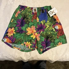 NOS Vintage Max Boxxer Yo Wear Jungle Parrot Boxer Style Shorts Unisex 90s L USA