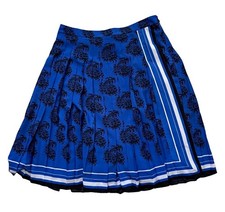 Banana Republic Pleated Floral Midi Skirt Blue/Black/White Women s Size 10